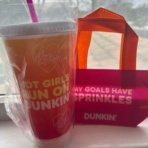 Dunkin' Orange and Pink Tumbler with Tote